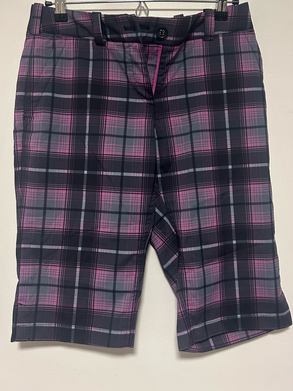 Plaid Women's Nike Golf Shorts in Black and Pink